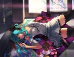  aqua_eyes aqua_hair cake catwyz food hands hatsune_miku lips lipstick long_hair looking_at_viewer makeup open_mouth pastry solo thighhighs twintails vocaloid world_is_mine_(vocaloid) zettai_ryouiki 