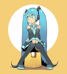  aqua_hair boots chan_co detached_sleeves full_body hatsune_miku long_hair sitting solo thigh_boots thighhighs twintails very_long_hair vocaloid 