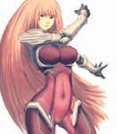  bodysuit breasts covered_navel curvy fumio_(rsqkr) ken_marinaris large_breasts long_hair orange_hair pink_bodysuit solo very_long_hair wide_hips zone_of_the_enders zone_of_the_enders_2 