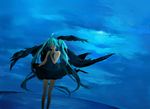  ahoge aqua_hair bad_id bad_pixiv_id closed_eyes dress gou_(tomero) hatsune_miku legs long_hair sky solo twintails very_long_hair vocaloid wings 