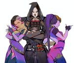  2girls crossed_arms hood multiple_girls muyihui overwatch reaper_(overwatch) sombra_(overwatch) undercut widowmaker_(overwatch) 