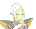  dragon_ball dragon_ball_super dragonball_z earrings gray_eyes green_skin grin male_focus pointy_ears white_hair zamasu 