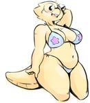  2016 alphys angstrom-art_(artist) anthro bikini blush breasts clothed clothing cute eyewear female glasses lizard navel open_mouth pose reptile scalie simple_background skimpy solo swimsuit undertale video_games white_background 