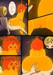  adventure_time anus big_butt blonde_hair blush breasts butt cartoon_network comic cubby_chambers elemental english_text female finn_the_human fire flame_princess hair human male male/female mammal not_furry open_mouth penis pussy sex text 