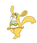  anthro archie_comics big_ears bikini chest_tuft chinchilla clothed clothing female fluffy fur green_eyes mammal rodent simple_background slightly_chubby solo sonic_(series) swimsuit thunderbolt_the_chinchilla tuft undressing white_background 