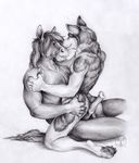  animal_genitalia animal_penis anthro athletic butt butt_grab canine duo equine equine_penis erection greyscale hand_on_butt horse male male/male mammal medial_ring monochrome neverwolf nude pecs pencil_(artwork) penis romantic_couple signature sitting traditional_media_(artwork) wolf 