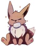  2016 alpha_channel ambiguous_gender brown_fur brown_tail canine cute dipstick_tail eevee eyes_closed feral fox fur ieaka mammal multicolored_tail nintendo pawpads paws pok&eacute;mon simple_background solo translucent transparent_background video_games 