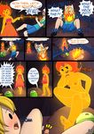  adventure_time backpack bag blonde_hair breasts cartoon_network clothing cubby_chambers elemental english_text feet finn_the_human fire flame_princess hair human mammal nipples not_furry open_mouth text 