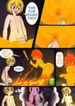  adventure_time blonde_hair blush breasts cartoon_network comic cubby_chambers elemental english_text female finn_the_human fire flame_princess hair human male male/female mammal nipples not_furry open_mouth penis pussy text 