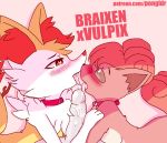  &lt;3 &lt;3_eyes 2019 anthro blush braixen breasts canid canine collar digital_media_(artwork) duo erection female first_person_view fur group group_sex hair male male/female male_pov mammal nintendo nude open_mouth oral orange_fur penis pok&eacute;mon pok&eacute;mon_(species) pongldr sex simple_background text threesome tongue video_games vulpix white_fur yellow_fur 