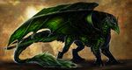  ambiguous_gender claws digital_media_(artwork) dragon feral fur furred_dragon green_eyes green_fur isvoc membranous_wings nude scalie simple_background solo standing western_dragon wings 