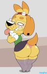  absurd_res animal_crossing anthro big_butt blush butt canid canine canis clothed clothing domestic_dog dongitos eyewear female gerry_(dongitos) glasses hi_res huge_butt isabelle_(animal_crossing) mammal nintendo panties signature solo sweat tongue tongue_out underwear video_games 