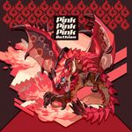  2016 abstract_background blue_eyes capcom dragon english_text female feral flying_wyvern kuroblood monster_hunter open_mouth pink_rathian rathian scalie sharp_teeth solo spikes talons teeth text tongue video_games wings wyvern 