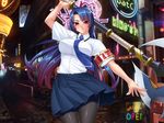  blue_hair breasts kagami_hirotaka large_breasts lilith-soft red_eyes school_uniform taimanin_asagi taimanin_asagi_battle_arena taimanin_asagi_zero yatsu_murasaki 