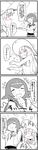  4koma absurdres blush braid closed_eyes comic dress greyscale hairband hat highres laughing lillie_(pokemon) long_hair monochrome multiple_girls open_mouth partially_translated pokemon pokemon_(game) pokemon_sm sailor_collar short_hair suiren_(pokemon) sun_hat toriburi translation_request trial_captain twin_braids z-move 