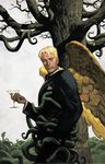  angel_wings bare_tree black_jacket blonde_hair christopher_moeller cocktail_glass cup cupping_glass dc_comics drinking_glass feathered_wings formal from_side hand_in_pocket handkerchief highres holding holding_cup jacket light_smile lips long_sleeves looking_at_viewer lucifer_(series) lucifer_morningstar male_focus martini official_art signature snake solo suit tan too_many tree tuxedo wings yellow_wings 