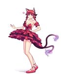  :i alternate_costume anger_vein animal_ears arm_garter armpits bad_anatomy bare_legs bare_shoulders black_bow blush bow braid breasts cat_ears cat_tail cleavage closed_mouth collarbone dress extra_ears formal frills full_body hair_bow hater_(hatater) highres kaenbyou_rin layered_dress looking_to_the_side medium_breasts multiple_tails nekomata no_legwear no_socks petticoat pointy_ears red_dress red_eyes red_footwear red_hair shiny shiny_skin shoes short_dress simple_background solo standing strapless strapless_dress tail touhou twin_braids two_tails white_background 