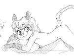  akunim anthro arm_wraps ass_up breasts cute cute_fangs fangs female hair lying mammal marsupial maude_o&#039;dell monochrome mostly_nude nipples nude on_side opossum pillow side_boob small_breasts smile solo the_tale_of_jasper_gold wraps 