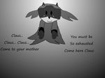  canine clothing earthbound_(series) english_text female fox greyscale hair hinawa looking_at_viewer mammal monochrome nintendo open_arms simple_background smile spam_i_am tears text video_games 
