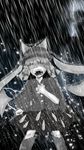  bob_cut crying greyscale highres kiyomizu_ameko lightning monochrome open_mouth original rain raincoat raindrop_print short_hair skirt solo streaming_tears sukonbu228 tears touhou 