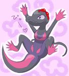  bow cute feral lizard nintendo pok&eacute;mon reptile ribbons salazzle scalie video_games 