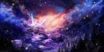  amazing_background ambiguous_gender detailed_background digital_media_(artwork) dragon feathered_dragon feathered_wings feathers flying forest isvoc landscape sky snow snowing spread_wings star starry_sky tree wings 