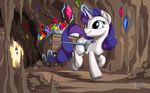  2016 cave equine female friendship_is_magic gem glowing horn levitation magic mammal my_little_pony mysticalpha rarity_(mlp) solo unicorn wagon 