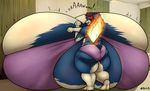  anthro araidian big_breasts big_butt blush breasts butt clothed clothing female huge_breasts huge_butt hyper hyper_breasts nintendo pok&eacute;mon skimpy solo thick_thighs typhlosion video_games wide_hips 