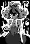  1girl acerola_(pokemon) angry creepy dress elite_four female inarou_(rakugakiproject) monochrome pokemon pokemon_sm solo tagme 