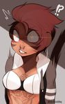  ?! anthro breasts clothed clothing facial_piercing fangs female geekidog hair mammal monkey nose_piercing piercing primate solo teeth 
