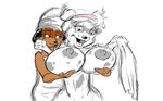  anthro areola big_breasts black_nipples breast_fondling breasts canine dal_(joelasko) dalmatian dog erect_nipples eyewear female floppy_ears fondling fur glasses hair hand_on_breast headband huge_breasts mammal multicolored_fur nipples open_mouth patty_(joelasko) raccoon sketch white_hair 