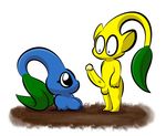  1-upclock anthro balls blue_pikmin breasts duo erection female flower male nintendo nipples nude penis pikmin pikmin_(species) plant stuck video_games yellow_pikmin 