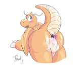  anus ass_up backsack balls blush chub_(disambiguation) cum cum_in_ass cum_inside dragon dragonite gaping gaping_anus looking_back male neokandra nintendo open_mouth penis pok&eacute;mon rear_view scalie simple_background slightly_chubby solo video_games 