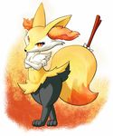  abstract_background ambiguous_gender anthro big_ears braixen canine crossed_arms fox fur hi_res looking_at_viewer mammal nintendo pata paws pok&eacute;mon red_eyes simple_background smile solo standing stick video_games yellow_fur 