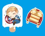  blonde_hair captain_america chibi drooling ee0418 food ice_crystal iron_man marvel popsicle shield sleeping steve_rogers toaster 