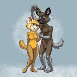  2018 aggressive_retsuko ailurid anthro anthro_on_anthro black_nose breasts brown_eyes carelessdoodler digital_media_(artwork) duo erection eyelashes female fur haida hand_holding hyena male male/female mammal mistletoe navel nervous nipples penis plant pussy red_panda retsuko romantic_couple sanrio simple_background smile sweat teeth 