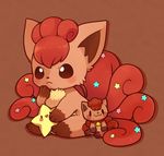  2016 ambiguous_gender blush brown_eyes canine digital_media_(artwork) fox fur huiro mammal multi_tail nintendo plushie pok&eacute;mon red_fur red_nose solo star video_games vulpix 