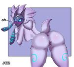  2016 anthro anus areola big_butt blue_eyes blush breasts butt caprine chest_tuft cute digital_media_(artwork) digitigrade female fur glowing glowing_eyes hair hooves j4kl kindred_(lol) lamb_(lol) league_of_legends long_ears long_hair looking_at_viewer mammal mask nipples nude presenting presenting_hindquarters pussy ranged rear_view sheep simple_background smile solo spirit spreading tuft video_games 