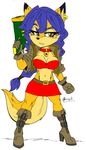  2016 akatsukishiranui-fox anthro big_breasts breasts canine carmelita_fox cleavage clothed clothing female fox gun hi_res mammal ranged_weapon sly_cooper_(series) solo video_games weapon 