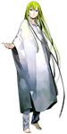  absurdres barefoot blue_eyes collarbone enkidu_(fate/strange_fake) fate/grand_order fate/strange_fake fate_(series) full_body green_hair highres long_hair male_focus official_art solo transparent_background very_long_hair 