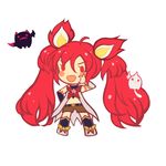  1girl alternate_costume alternate_hair_color alternate_hairstyle chibi elbow_gloves fang jinx_(league_of_legends) kuro_(league_of_legends) league_of_legends long_hair magical_girl red_eyes shiro_(league_of_legends) star_guardian_jinx thighhighs tied_hair twintails very_long_hair 