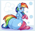 2016 big_butt butt clothing cutie_mark equine feathers female feral friendship_is_magic graphene hair hooves horse huge_butt legwear looking_at_viewer mammal multicolored_hair my_little_pony pony rainbow_dash_(mlp) solo stockings tongue wings 