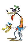 2012 avian backbone bird bow_tie broken_teeth canine clothing disney dog donald_duck duck footwear golfinho goofy_(disney) half-closed_eyes hat mammal morph pants shoes smile teeth this_isnt_even_my_final_form tongue tongue_out what why 