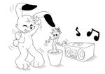  boom_box cub groot guardians_of_the_galaxy itax lagomorph mammal marvel monochrome music nude plant rabbit whitex young 