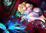  54hao blonde_hair clock green_eyes highres looking_at_viewer original petals rose_petals solo 