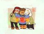  &lt;3 asriel_dreemurr boss_monster caprine chara_(undertale) child fur goat group happy hidromiel human invalid_tag long_ears mammal protagonist_(undertale) stripes undertale video_games white_fur young 