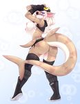  2016 anthro areola armpits belt big_breasts blush boots breasts brown_hair brown_skin butt clothed clothing crop_top eye_patch eyewear female fin fish footwear gloves hair headband hi_res legwear long_hair marine nintendo nipples partially_clothed pink_nipples pok&eacute;ball pok&eacute;mon purple_eyes pussy shark shirt side_boob socks solo thescarletdevil video_games 