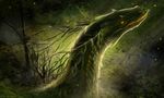  day dragon feral glowing glowing_eyes grass green_theme horn isvoc outside plant solo yellow_eyes 