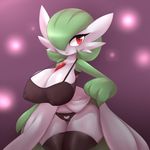  anthro armpits big_breasts bra breasts clothing clothing_lift dress dress_lift elfdrago female gardevoir huge_breasts nintendo panties pok&eacute;mon red_eyes solo standing thick_thighs underwear video_games wide_hips 