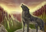  ambiguous_gender araivis-edelveys black_lips canine day feral fur grey_fur mammal nude open_mouth red_eyes sky solo standing wolf 
